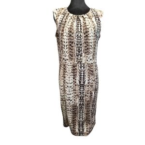 Dana Buchman Size 10Animal Print  Brown and Cream Sleeveless Dress No Belt